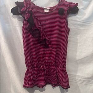 Striped Pink and Black Ruffle Top